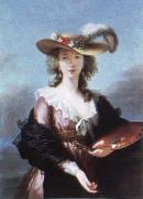 Elisabeth Louise Viegg-Le Brun self portrait in a straw hat oil on canvas